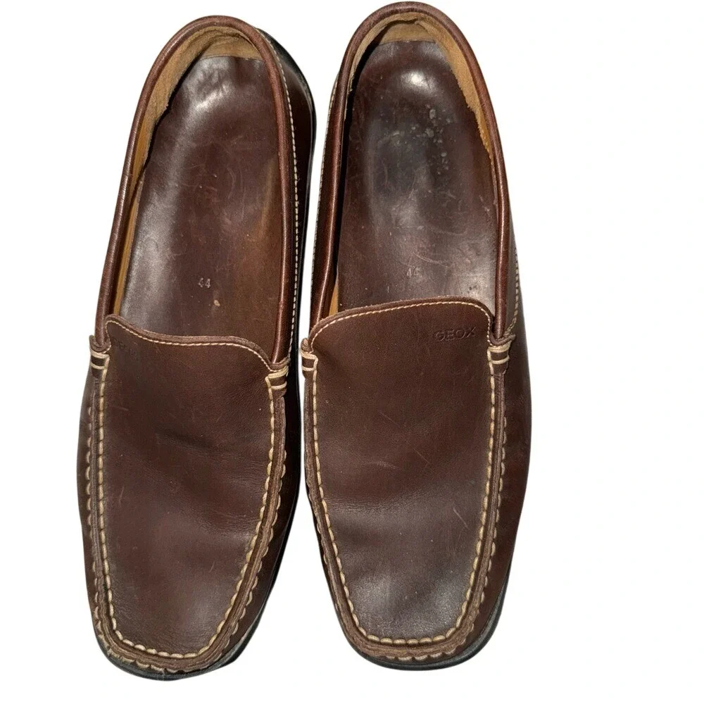 GEOX Men's Respira Driving loafers, Coffee Brown, Size 44‎ (10.5), EUC